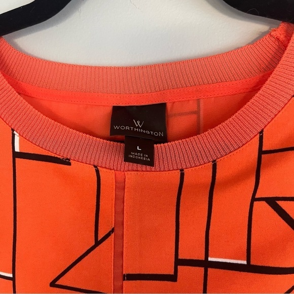 Worthington Sleeveless Orange Tiered Blouse Top Large Career Business Causal - Picture 5 of 9